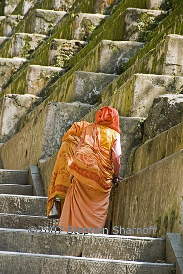 woman on stair kathmandu graphic